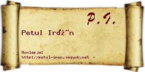 Petul Irén névjegykártya